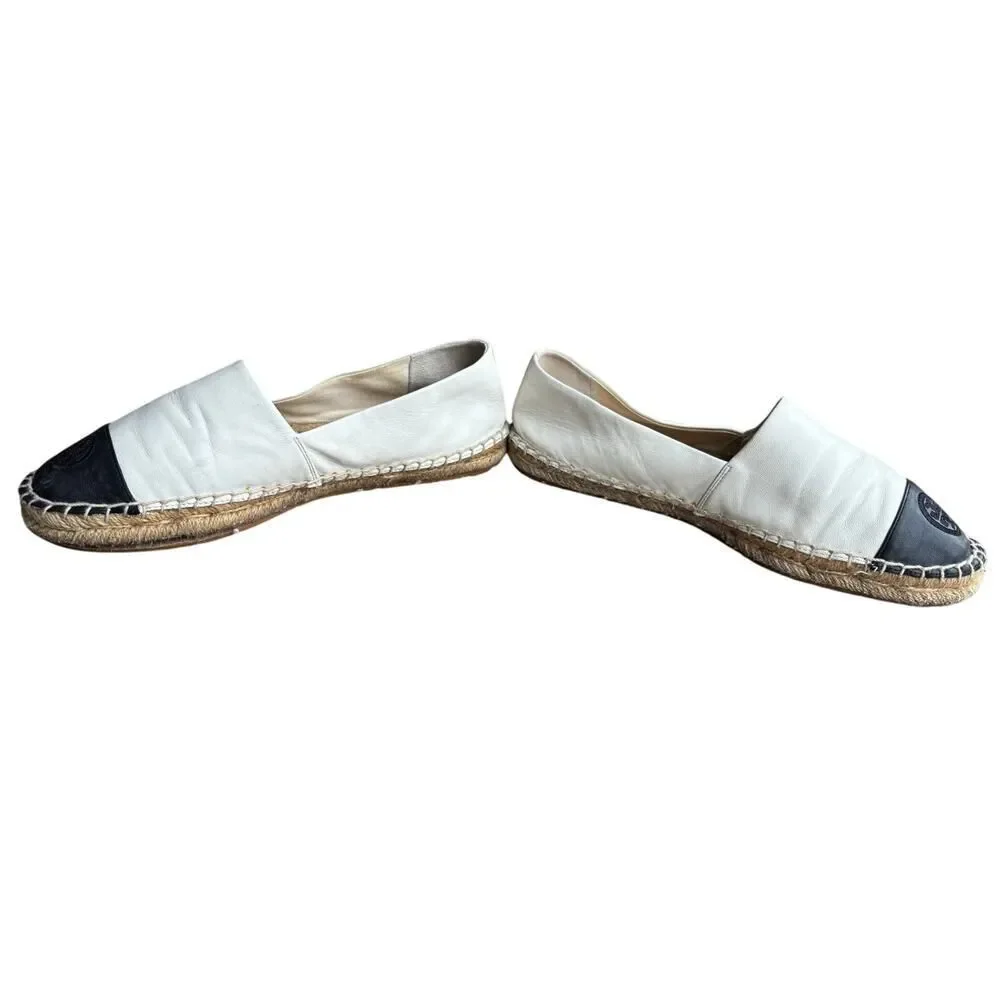 Tory Burch color-block cap-toe nappa leather espadrilles, women’s size 8
